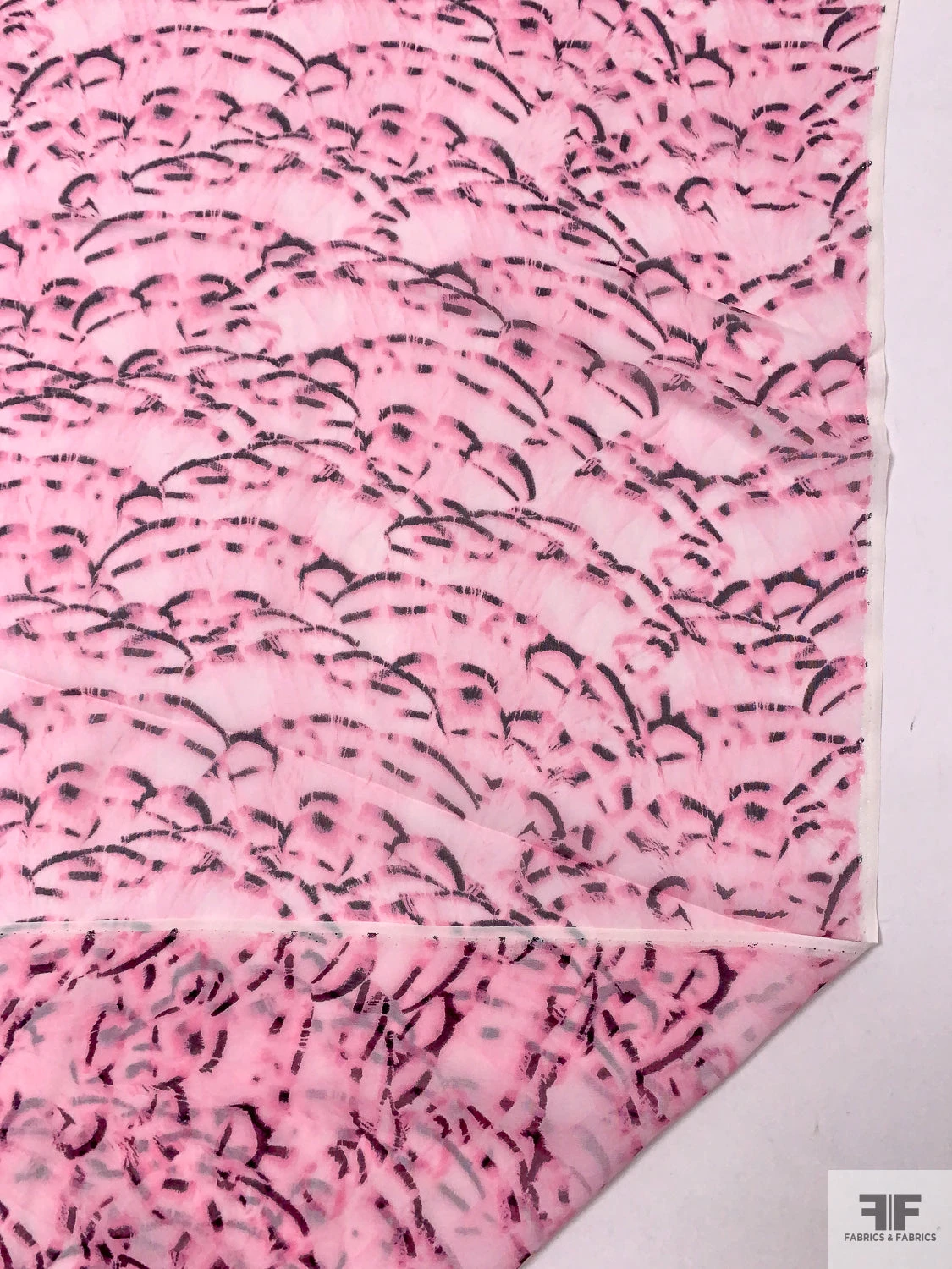 Abstract Printed Silk Chiffon - Baby Pink / Black 10 Abstract Printed Silk Chiffon - Baby Pink / Black - Image 8