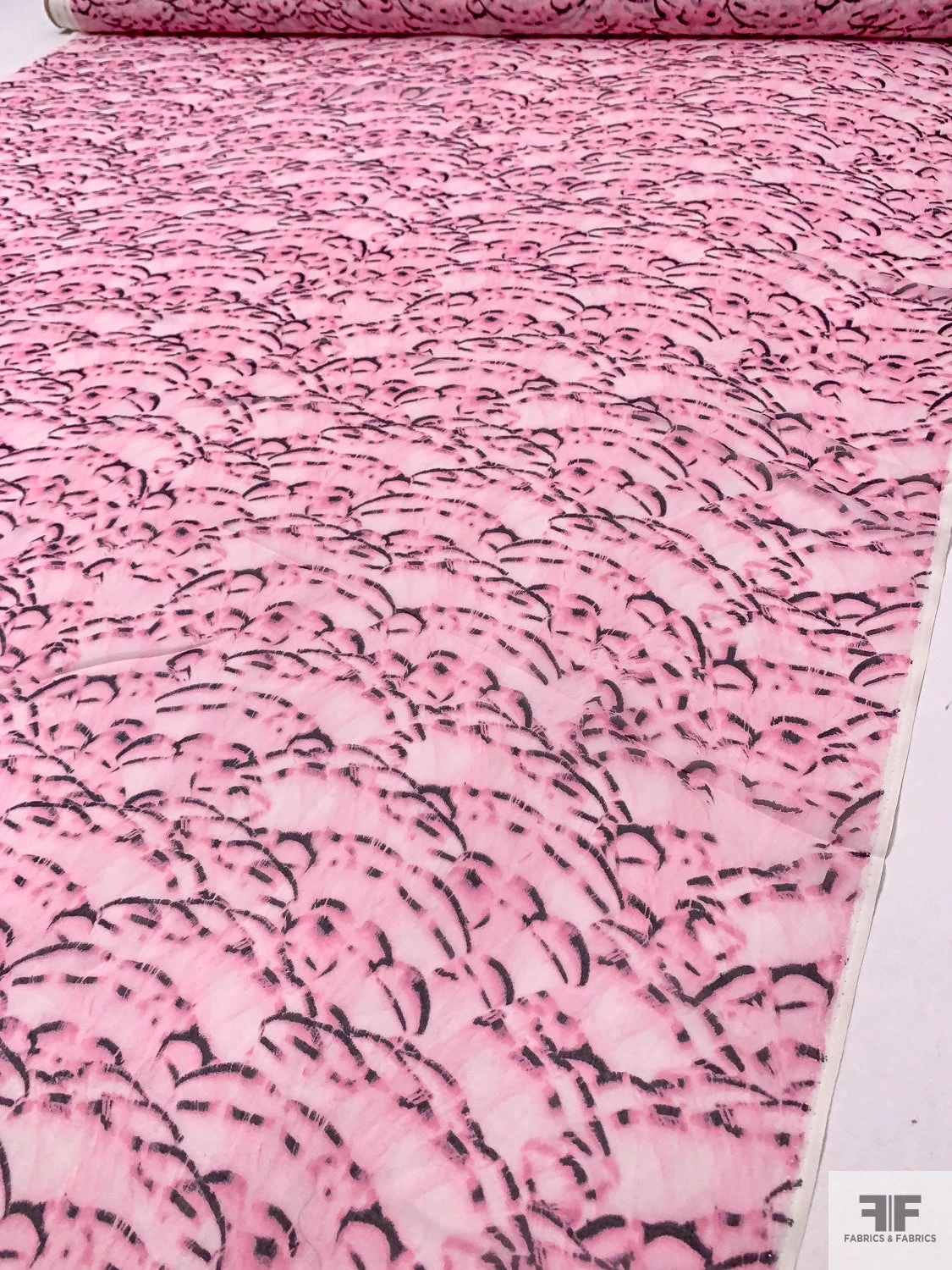 Abstract Printed Silk Chiffon - Baby Pink / Black 11 Abstract Printed Silk Chiffon - Baby Pink / Black - Image 9