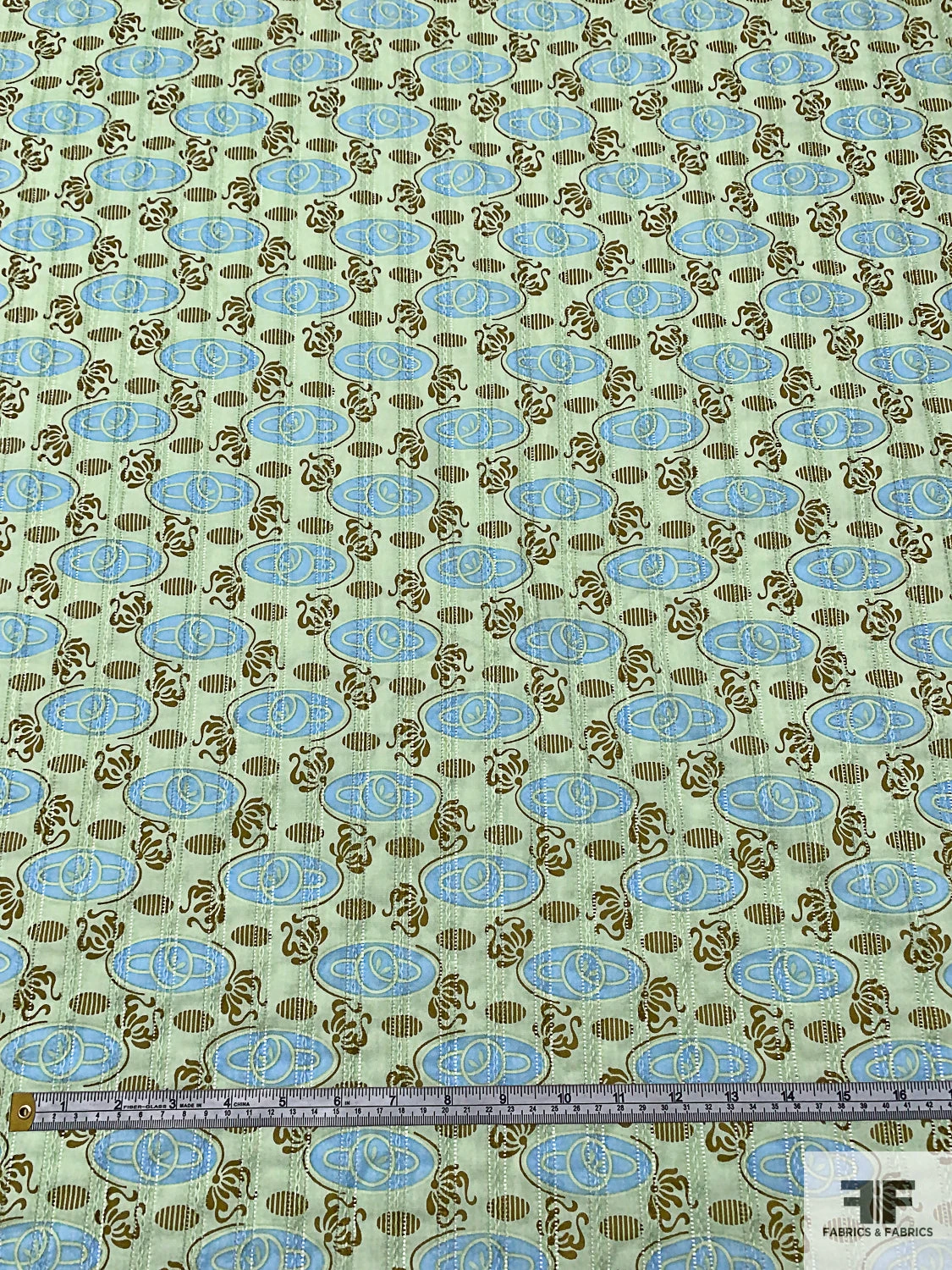 Oval Buds Printed Pointelle Cotton Lawn - Pistachio Green / Light Blue / Olive 7 Oval Buds Printed Pointelle Cotton Lawn - Pistachio Green / Light Blue / Olive - Image 5