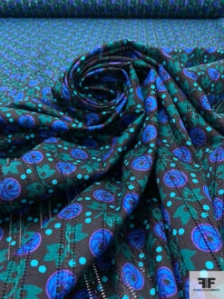 Ditsy Leaf And Buds Printed Pointelle Cotton Lawn - Black / Evergreen / Indigo Blue / Turquoise 14 Ditsy Leaf And Buds Printed Pointelle Cotton Lawn - Black / Evergreen / Indigo Blue / Turquoise -Fabrics And Fabrics Store 18727 3