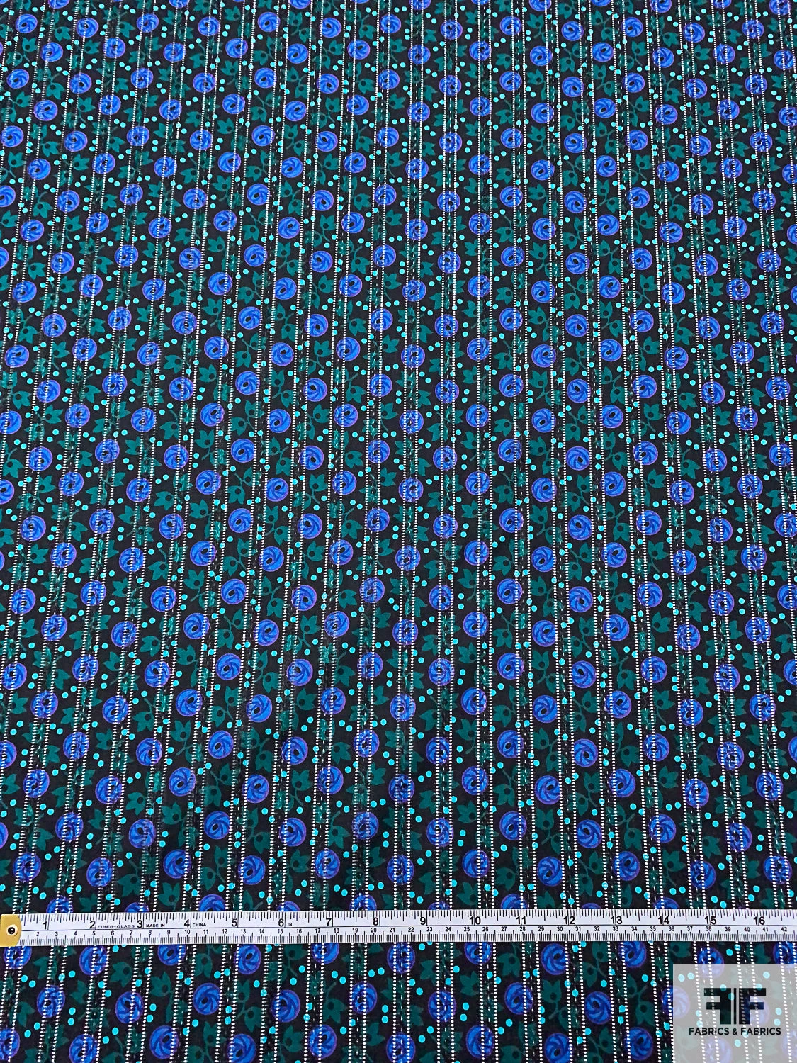 Ditsy Leaf And Buds Printed Pointelle Cotton Lawn - Black / Evergreen / Indigo Blue / Turquoise 8 Ditsy Leaf And Buds Printed Pointelle Cotton Lawn - Black / Evergreen / Indigo Blue / Turquoise - Image 6