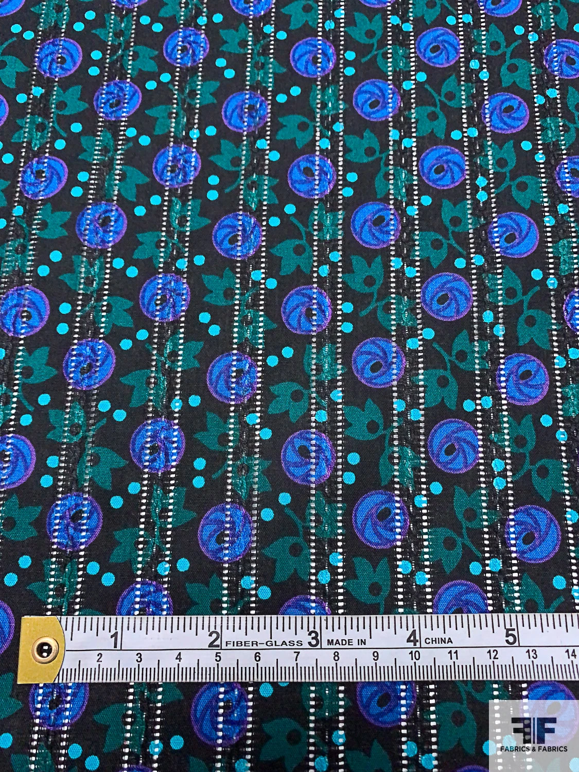 Ditsy Leaf And Buds Printed Pointelle Cotton Lawn - Black / Evergreen / Indigo Blue / Turquoise 9 Ditsy Leaf And Buds Printed Pointelle Cotton Lawn - Black / Evergreen / Indigo Blue / Turquoise - Image 7