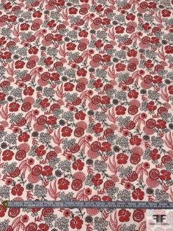 Floral Printed Lightweight Silk-Cotton Voile - Deep Coral / Brown / Ivory 14 Floral Printed Lightweight Silk-Cotton Voile - Deep Coral / Brown / Ivory -Fabrics And Fabrics Store 18731 4