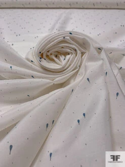 Teardrop Graphic Printed Lightweight Silk-Cotton Lawn - Off-White / Navy -Fabrics And Fabrics Store 18733 3
