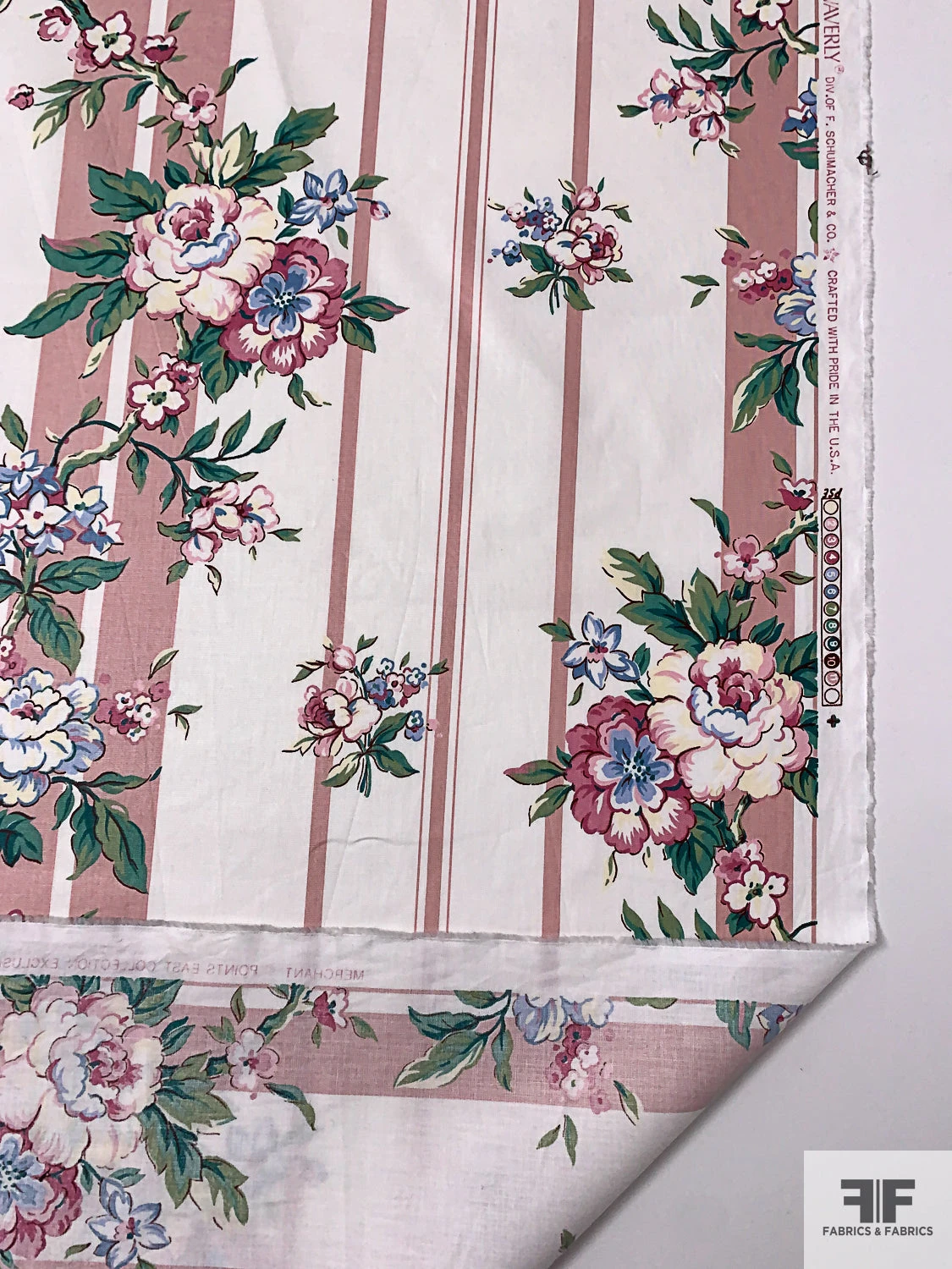 Striped And Floral Printed Cotton Lawn With Scotchgard Finish - Dusty Rose / White / Green / Soft Blue 9 Striped And Floral Printed Cotton Lawn With Scotchgard Finish - Dusty Rose / White / Green / Soft Blue - Image 7