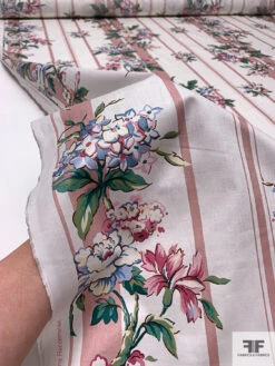 Striped And Floral Printed Cotton Lawn With Scotchgard Finish - Dusty Rose / White / Green / Soft Blue 18 Striped And Floral Printed Cotton Lawn With Scotchgard Finish - Dusty Rose / White / Green / Soft Blue -Fabrics And Fabrics Store 18739 8