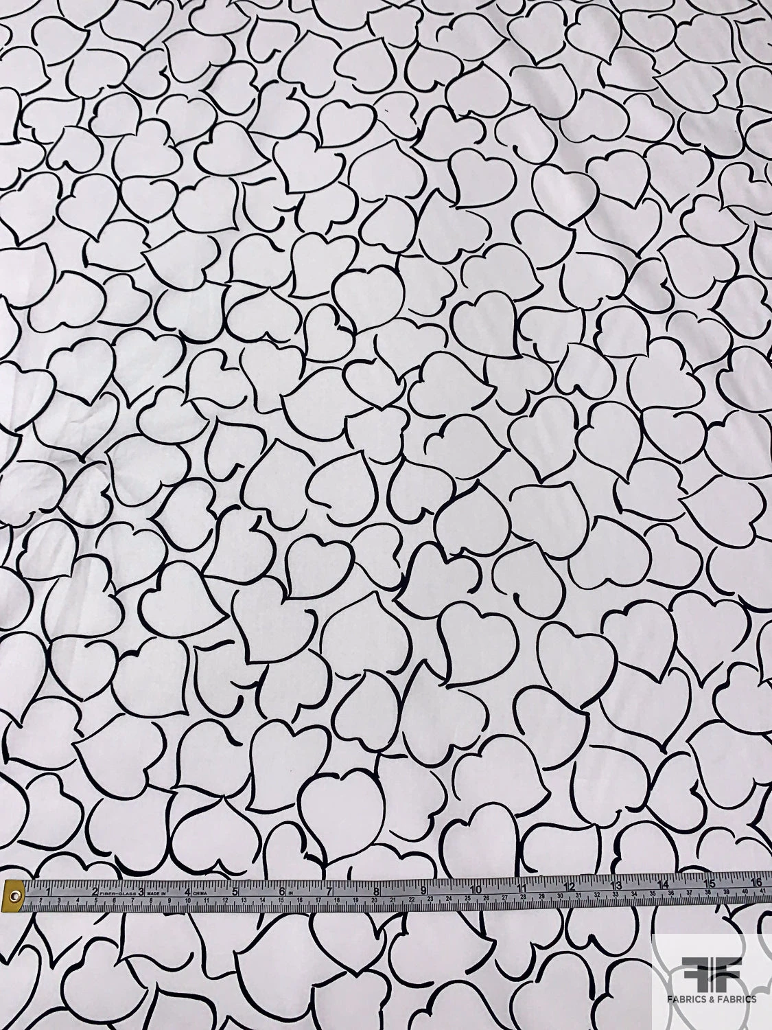 Made In Switzerland Hearts Printed Fine Cotton Twill-Sateen - White / Black 4 Made In Switzerland Hearts Printed Fine Cotton Twill-Sateen - White / Black - Image 2