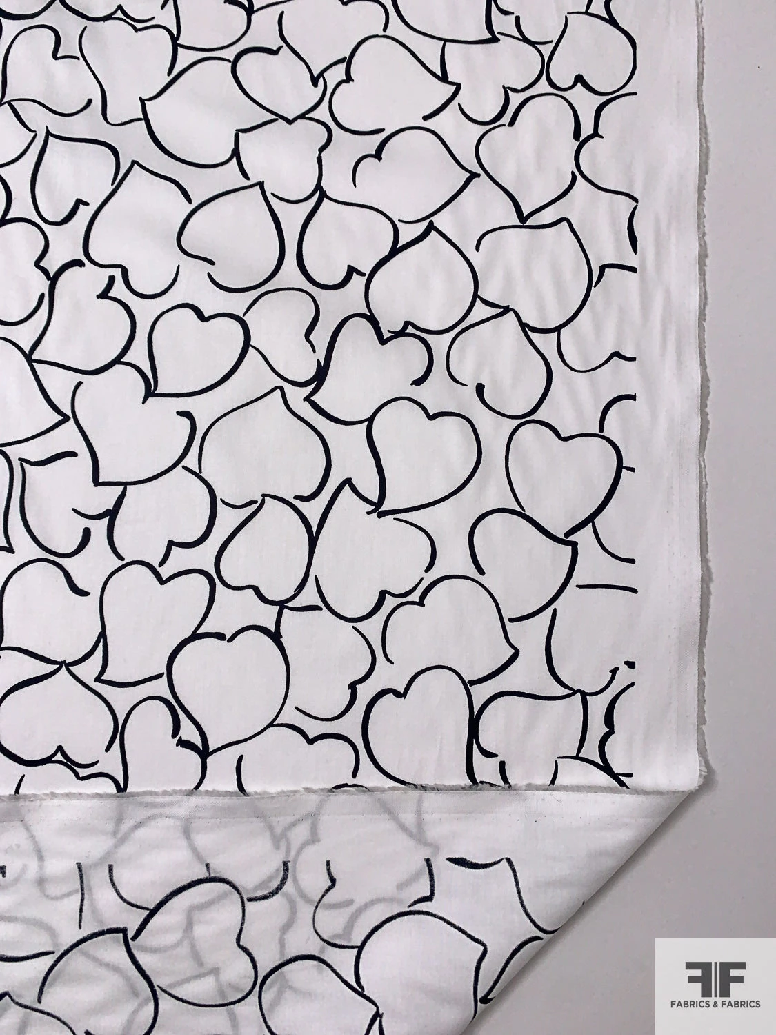 Made In Switzerland Hearts Printed Fine Cotton Twill-Sateen - White / Black 8 Made In Switzerland Hearts Printed Fine Cotton Twill-Sateen - White / Black - Image 6