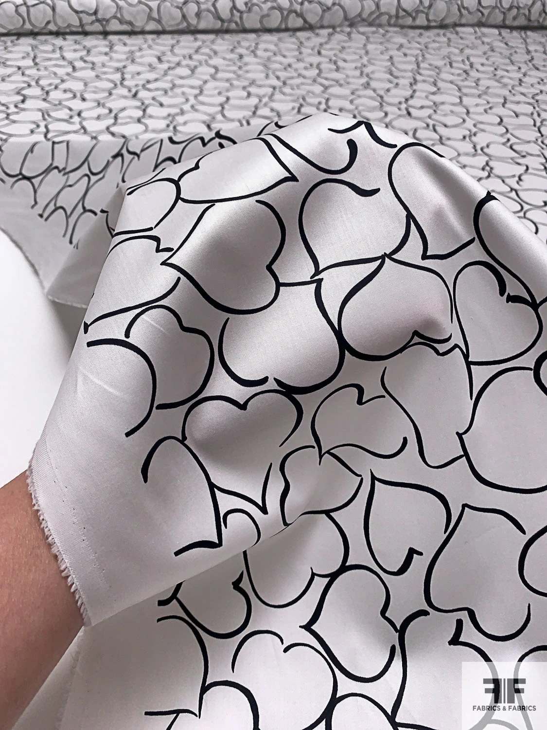 Made In Switzerland Hearts Printed Fine Cotton Twill-Sateen - White / Black 10 Made In Switzerland Hearts Printed Fine Cotton Twill-Sateen - White / Black - Image 8