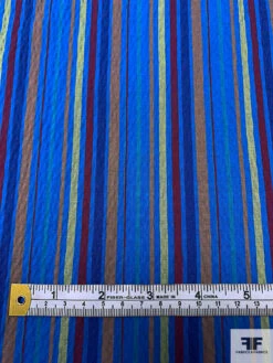 Vertical Multicolor Striped Seersucker Cotton With Stretch - Blue / Navy / Ochre / Maroon / Pear Green 16 Vertical Multicolor Striped Seersucker Cotton With Stretch - Blue / Navy / Ochre / Maroon / Pear Green -Fabrics And Fabrics Store 18746 5