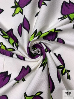Tulip Buds Printed Cotton Pique - Purple / Bright Green / Black / White 13 Tulip Buds Printed Cotton Pique - Purple / Bright Green / Black / White -Fabrics And Fabrics Store 18748 2