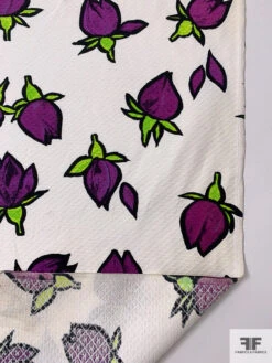 Tulip Buds Printed Cotton Pique - Purple / Bright Green / Black / White 17 Tulip Buds Printed Cotton Pique - Purple / Bright Green / Black / White -Fabrics And Fabrics Store 18748 7