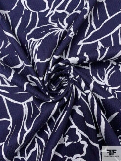 Sketch Floral Printed Stretch Cotton Pique - Navy / White 14 Sketch Floral Printed Stretch Cotton Pique - Navy / White -Fabrics And Fabrics Store 18752 1