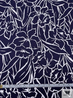 Sketch Floral Printed Stretch Cotton Pique - Navy / White 16 Sketch Floral Printed Stretch Cotton Pique - Navy / White -Fabrics And Fabrics Store 18752 5