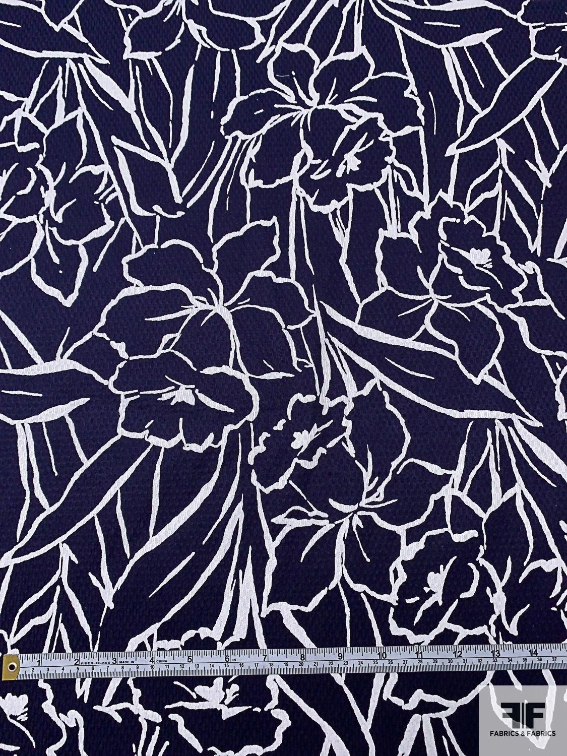 Sketch Floral Printed Stretch Cotton Pique - Navy / White 8 Sketch Floral Printed Stretch Cotton Pique - Navy / White - Image 6