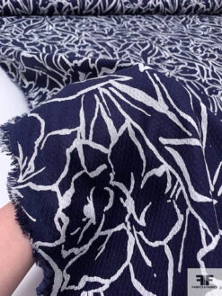 Sketch Floral Printed Stretch Cotton Pique - Navy / White 19 Sketch Floral Printed Stretch Cotton Pique - Navy / White -Fabrics And Fabrics Store 18752 9