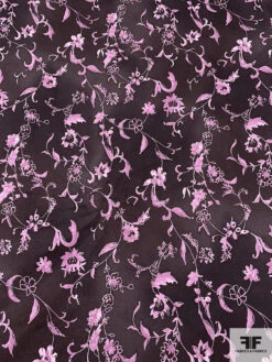 Vine Floral Cloudy Printed Stretch Cotton Twill - Eggplant Brown / Dusty Orchid 15 Vine Floral Cloudy Printed Stretch Cotton Twill - Eggplant Brown / Dusty Orchid -Fabrics And Fabrics Store 18756 3