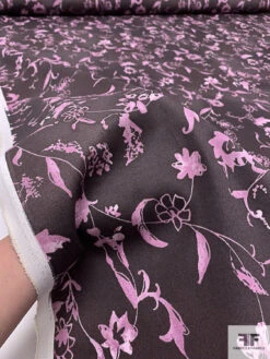 Vine Floral Cloudy Printed Stretch Cotton Twill - Eggplant Brown / Dusty Orchid 18 Vine Floral Cloudy Printed Stretch Cotton Twill - Eggplant Brown / Dusty Orchid -Fabrics And Fabrics Store 18756 8