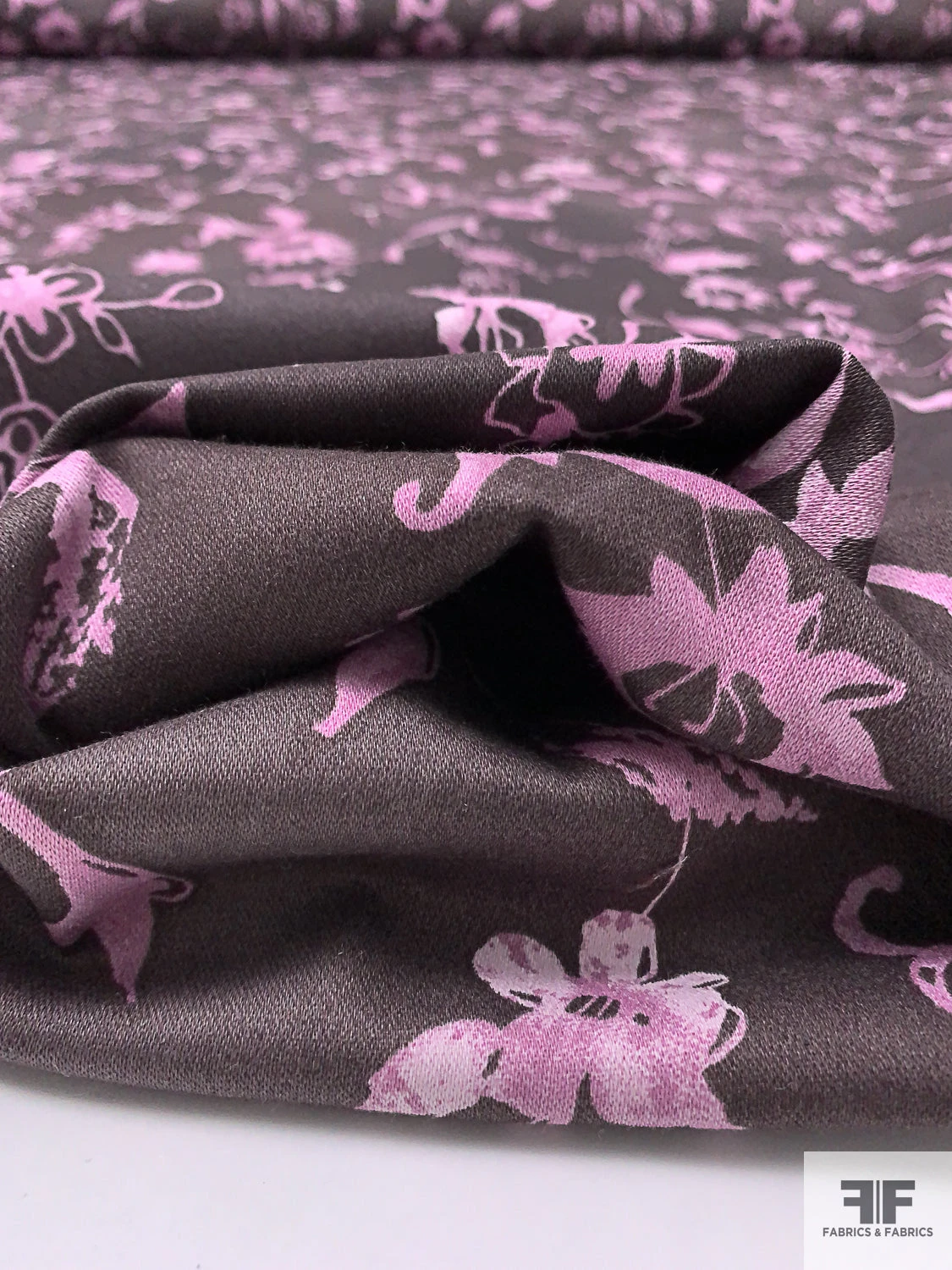 Vine Floral Cloudy Printed Stretch Cotton Twill - Eggplant Brown / Dusty Orchid 11 Vine Floral Cloudy Printed Stretch Cotton Twill - Eggplant Brown / Dusty Orchid - Image 9