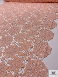 Floral Stitched And Cutout Novelty Cotton Lawn - Peach