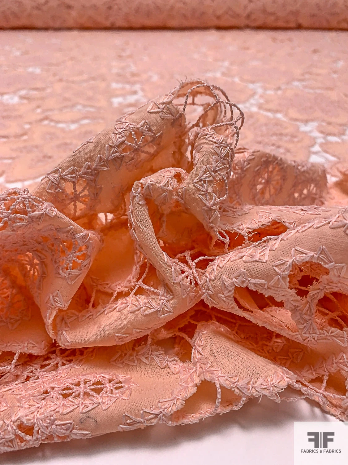 Floral Stitched And Cutout Novelty Cotton Lawn - Peach 10 Floral Stitched And Cutout Novelty Cotton Lawn - Peach - Image 8