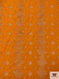 Double-Scalloped Floral Embroidered Eyelet Cotton Lawn - Tangerine Orange 14 Double-Scalloped Floral Embroidered Eyelet Cotton Lawn - Tangerine Orange -Fabrics And Fabrics Store 18765 4