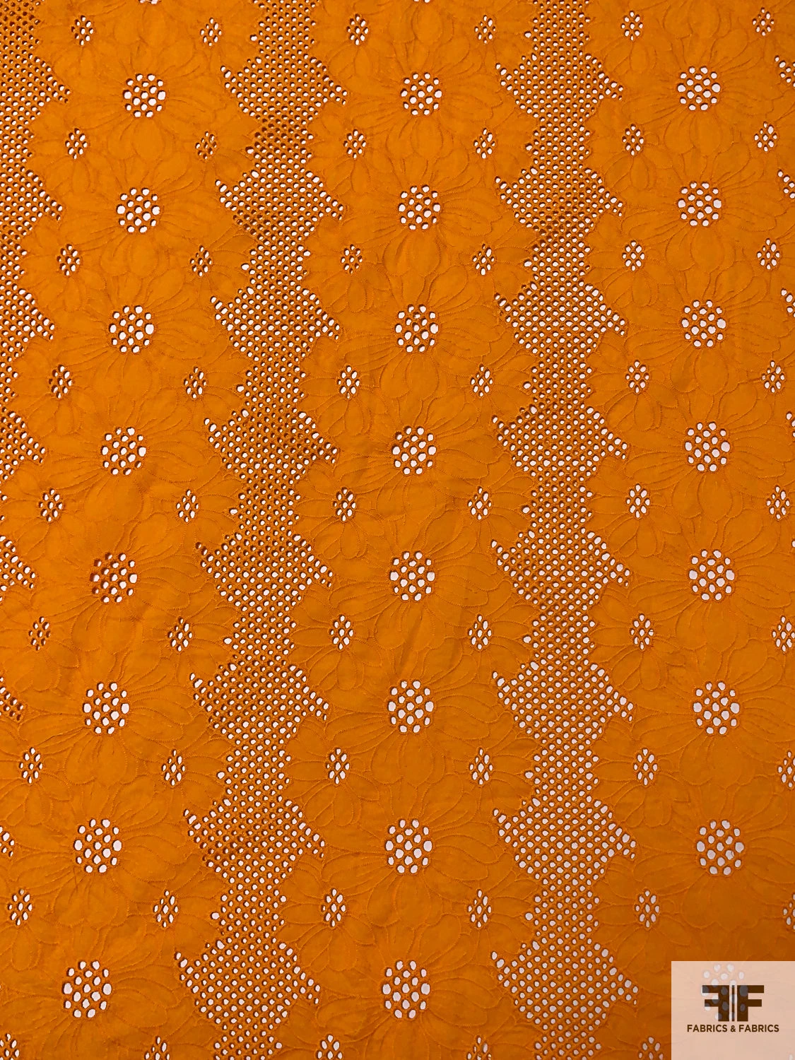 Double-Scalloped Floral Embroidered Eyelet Cotton Lawn - Tangerine Orange 7 Double-Scalloped Floral Embroidered Eyelet Cotton Lawn - Tangerine Orange - Image 5