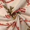 Nautical Coral Motif Linen-Weave Cotton - Burnt Coral / Olive Greens / Sand -Fabrics And Fabrics Store 18770 1