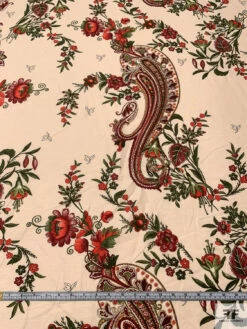 Paisley Floral Printed Cotton-Linen Blend - Maroon / Red / Pickle Green / Sand 14 Paisley Floral Printed Cotton-Linen Blend - Maroon / Red / Pickle Green / Sand -Fabrics And Fabrics Store 18772 4