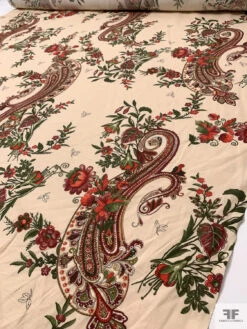 Paisley Floral Printed Cotton-Linen Blend - Maroon / Red / Pickle Green / Sand 17 Paisley Floral Printed Cotton-Linen Blend - Maroon / Red / Pickle Green / Sand -Fabrics And Fabrics Store 18772 7