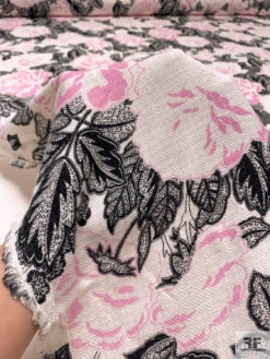 Floral Printed Linen-Weave Cotton - Pink / Black / Off-White 18 Floral Printed Linen-Weave Cotton - Pink / Black / Off-White -Fabrics And Fabrics Store 18773 8