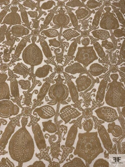 Regal Motif Printed Linen-Weave Cotton - Tan / Off-White 13 Regal Motif Printed Linen-Weave Cotton - Tan / Off-White -Fabrics And Fabrics Store 18774 3