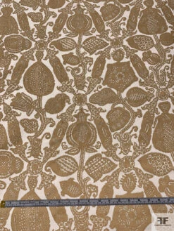 Regal Motif Printed Linen-Weave Cotton - Tan / Off-White 14 Regal Motif Printed Linen-Weave Cotton - Tan / Off-White -Fabrics And Fabrics Store 18774 4