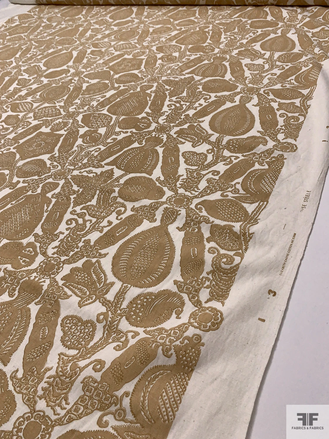 Regal Motif Printed Linen-Weave Cotton - Tan / Off-White 9 Regal Motif Printed Linen-Weave Cotton - Tan / Off-White - Image 7