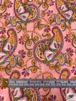 Paisley Printed Pointelle Cotton Lawn - Pink / Tangerine / Red / Pear Green 15 Paisley Printed Pointelle Cotton Lawn - Pink / Tangerine / Red / Pear Green -Fabrics And Fabrics Store 18808 5