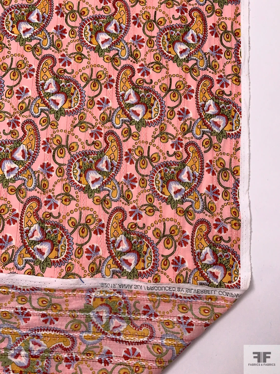 Paisley Printed Pointelle Cotton Lawn - Pink / Tangerine / Red / Pear Green 8 Paisley Printed Pointelle Cotton Lawn - Pink / Tangerine / Red / Pear Green - Image 6