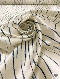 Scaly Lines Printed Cotton-Silk Mikado - Navy / Blue / Champagne White 15 Scaly Lines Printed Cotton-Silk Mikado - Navy / Blue / Champagne White -Fabrics And Fabrics Store 18830 3