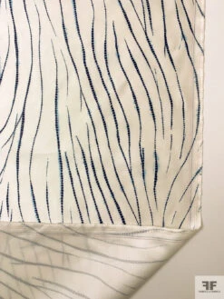 Scaly Lines Printed Cotton-Silk Mikado - Navy / Blue / Champagne White 18 Scaly Lines Printed Cotton-Silk Mikado - Navy / Blue / Champagne White -Fabrics And Fabrics Store 18830 7