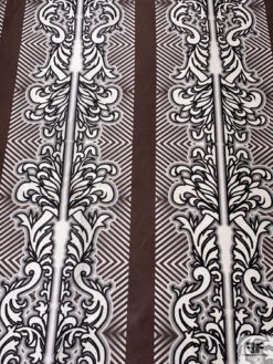 Regal And Chevron Printed Cotton-Silk Mikado - Brown / Black / Ivory -Fabrics And Fabrics Store 18832 4