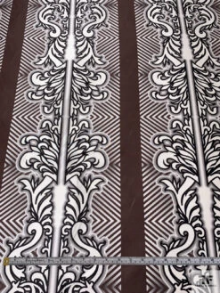 Regal And Chevron Printed Cotton-Silk Mikado - Brown / Black / Ivory -Fabrics And Fabrics Store 18832 5