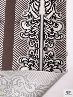 Regal And Chevron Printed Cotton-Silk Mikado - Brown / Black / Ivory -Fabrics And Fabrics Store 18832 7