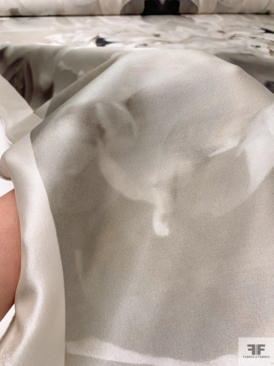 Italian Gloomy Abstract Printed Silk-Cotton Mikado - Shades Of Grey / Taupe / Off-White 11 Italian Gloomy Abstract Printed Silk-Cotton Mikado - Shades Of Grey / Taupe / Off-White - Image 9