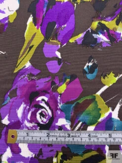 Italian Floral Graphic Printed Cotton-Silk Faille - Brown / Violet / Olive / White / Black 15 Italian Floral Graphic Printed Cotton-Silk Faille - Brown / Violet / Olive / White / Black -Fabrics And Fabrics Store 18838 5