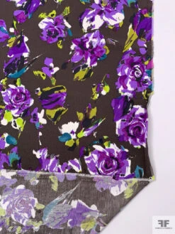 Italian Floral Graphic Printed Cotton-Silk Faille - Brown / Violet / Olive / White / Black 17 Italian Floral Graphic Printed Cotton-Silk Faille - Brown / Violet / Olive / White / Black -Fabrics And Fabrics Store 18838 7