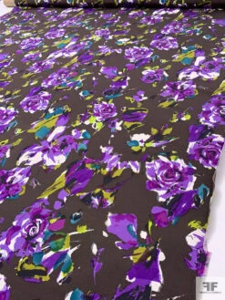 Italian Floral Graphic Printed Cotton-Silk Faille - Brown / Violet / Olive / White / Black 18 Italian Floral Graphic Printed Cotton-Silk Faille - Brown / Violet / Olive / White / Black -Fabrics And Fabrics Store 18838 8