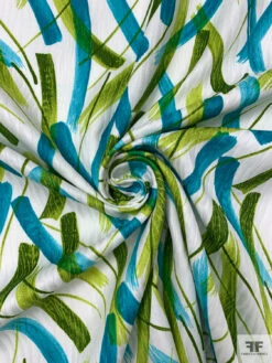 Made In Switzerland Brushstroke Streaks Printed Cotton Jacquard Brocade - Turquoise / Pear Green / White 14 Made In Switzerland Brushstroke Streaks Printed Cotton Jacquard Brocade - Turquoise / Pear Green / White -Fabrics And Fabrics Store 18886 2