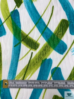 Made In Switzerland Brushstroke Streaks Printed Cotton Jacquard Brocade - Turquoise / Pear Green / White 18 Made In Switzerland Brushstroke Streaks Printed Cotton Jacquard Brocade - Turquoise / Pear Green / White -Fabrics And Fabrics Store 18886 6