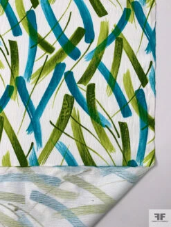 Made In Switzerland Brushstroke Streaks Printed Cotton Jacquard Brocade - Turquoise / Pear Green / White 19 Made In Switzerland Brushstroke Streaks Printed Cotton Jacquard Brocade - Turquoise / Pear Green / White -Fabrics And Fabrics Store 18886 7