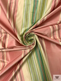 Vertical Striped Yarn-Dyed Silk Taffeta - Antique Dusty Rose / Greens / Antique Beige 14 Vertical Striped Yarn-Dyed Silk Taffeta - Antique Dusty Rose / Greens / Antique Beige -Fabrics And Fabrics Store 18896 2