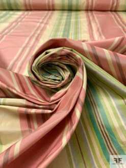 Vertical Striped Yarn-Dyed Silk Taffeta - Antique Dusty Rose / Greens / Antique Beige 15 Vertical Striped Yarn-Dyed Silk Taffeta - Antique Dusty Rose / Greens / Antique Beige -Fabrics And Fabrics Store 18896 3